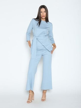 Thick Long Sleeve Shirt with Waist Tie