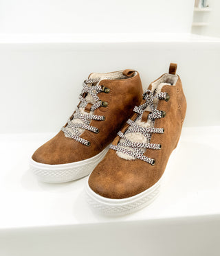 Tiburon Hidden Sneaker Wedge in Tan - Glamourous Grace