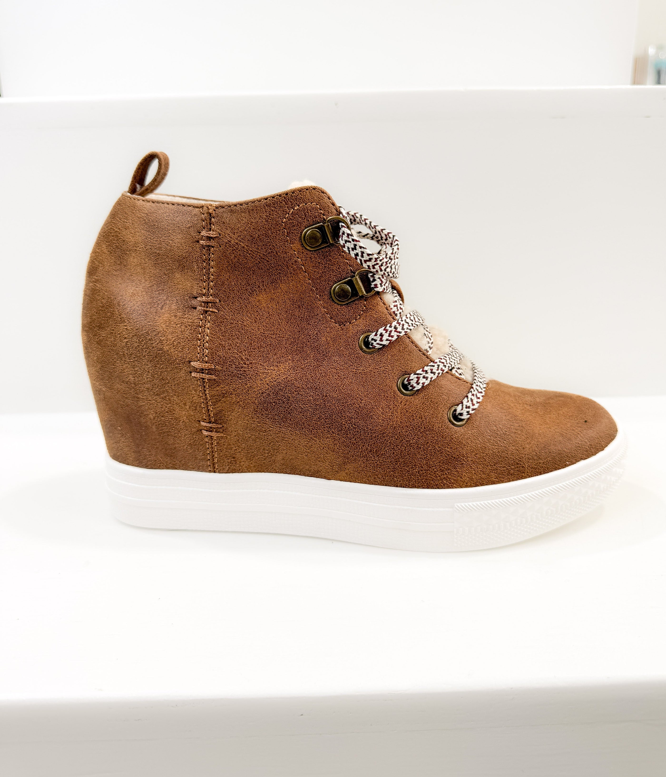 Tiburon Hidden Sneaker Wedge in Tan - Glamourous Grace