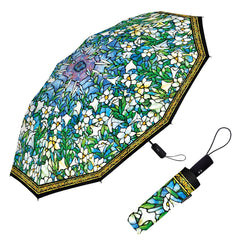 Tiffany Field of Lilies Travel Umbrella – Compact, One-Touch Open & Close