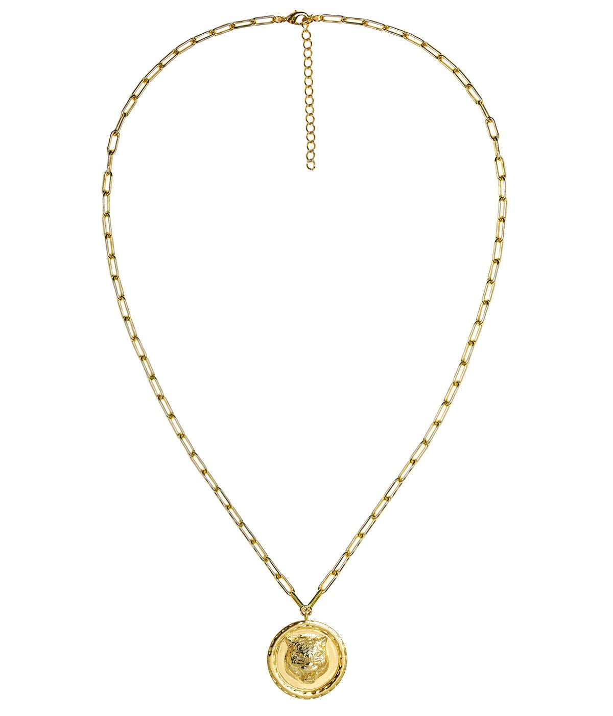 Tiger 3D Disc Coin Necklace - 18k Gold Plated - Glamourous Grace