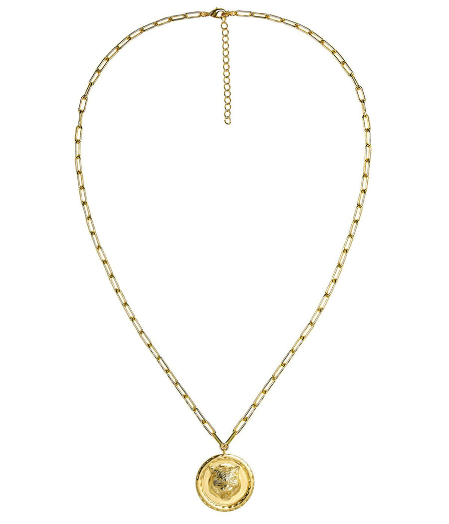 Tiger 3D Disc Coin Necklace - 18k Gold Plated - Glamourous Grace