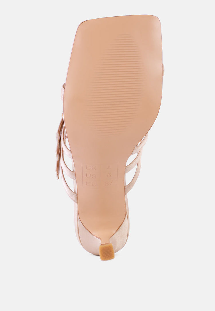 Times Up Diamante Buckle Mid Heel Sandals