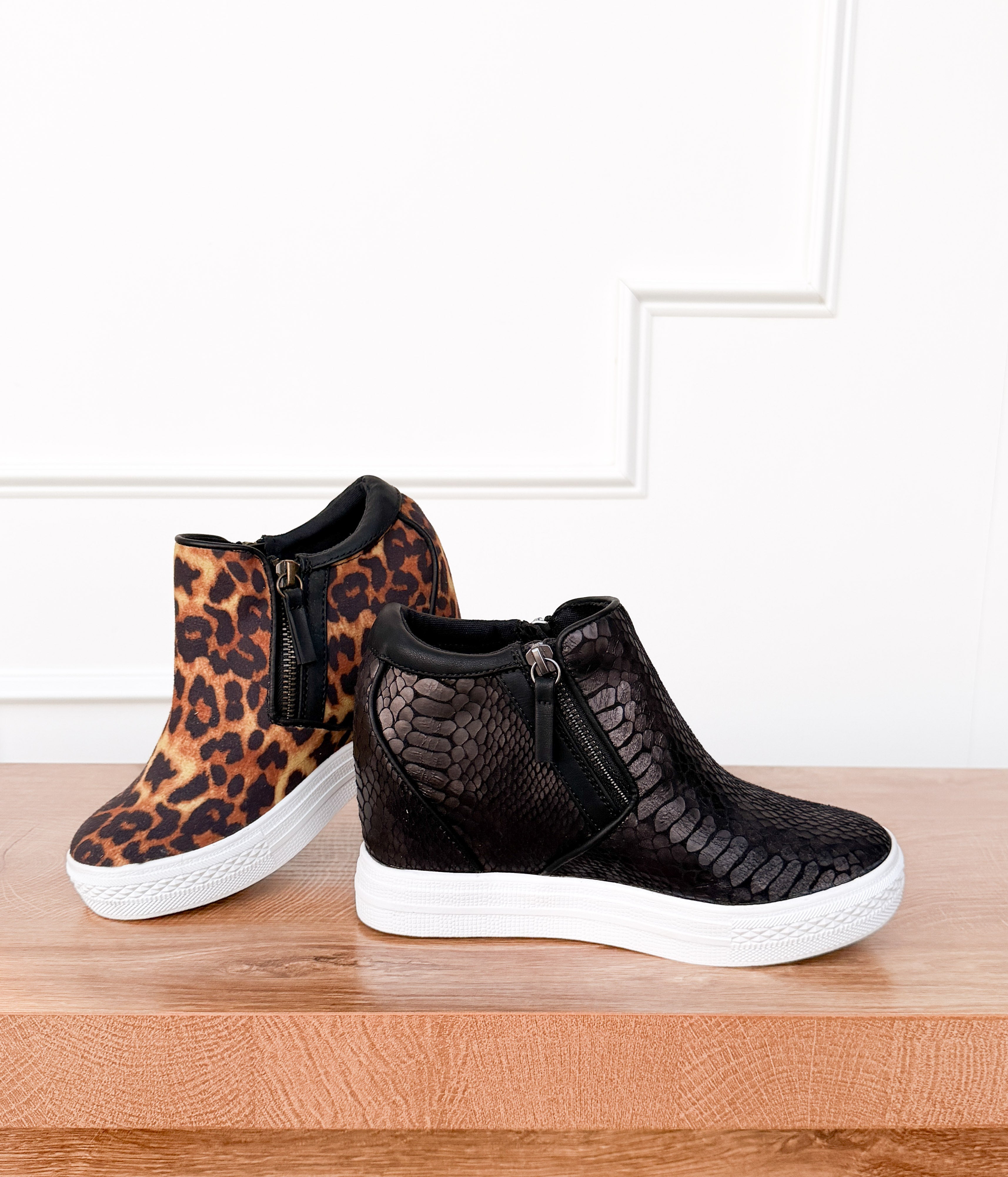 Timmibelle Wedge Sneaker in Black - Glamourous Grace