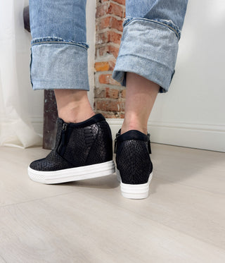 Timmibelle Wedge Sneaker in Black - Glamourous Grace