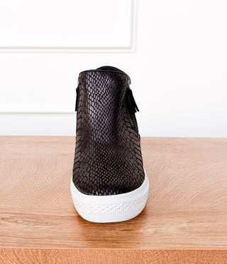 Timmibelle Wedge Sneaker in Black - Glamourous Grace