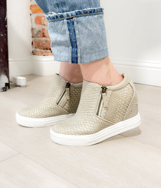 Timmibelle Wedge Sneaker in Cream - Glamourous Grace