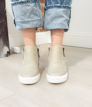 Timmibelle Wedge Sneaker in Cream - Glamourous Grace