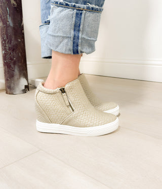 Timmibelle Wedge Sneaker in Cream - Glamourous Grace