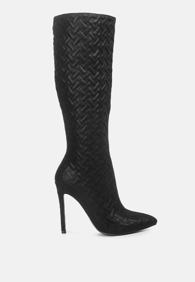 Tinkles Embossed High Heeled Calf Boots - Glamourous Grace