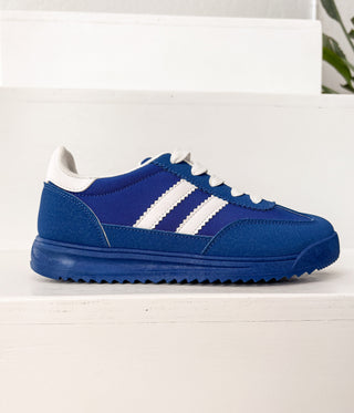 Tokyo Dual Stripe Sneakers in Blue - Glamourous Grace