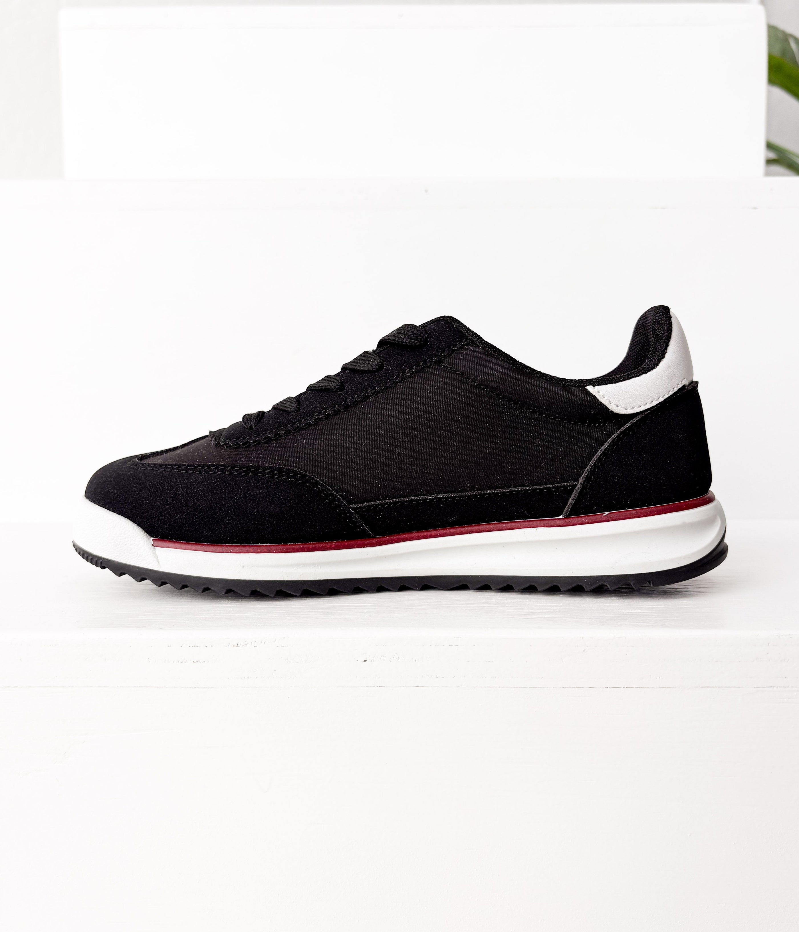 Tokyo Dual Stripe Sneakers in Black - Glamourous Grace