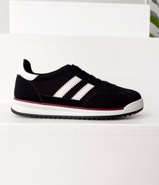 Tokyo Dual Stripe Sneakers in Black - Glamourous Grace