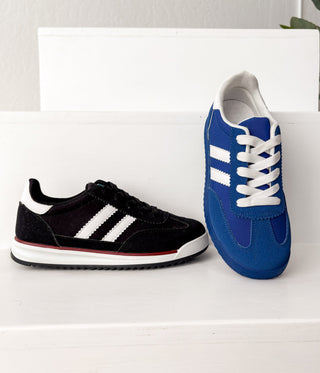 Tokyo Dual Stripe Sneakers in Blue - Glamourous Grace