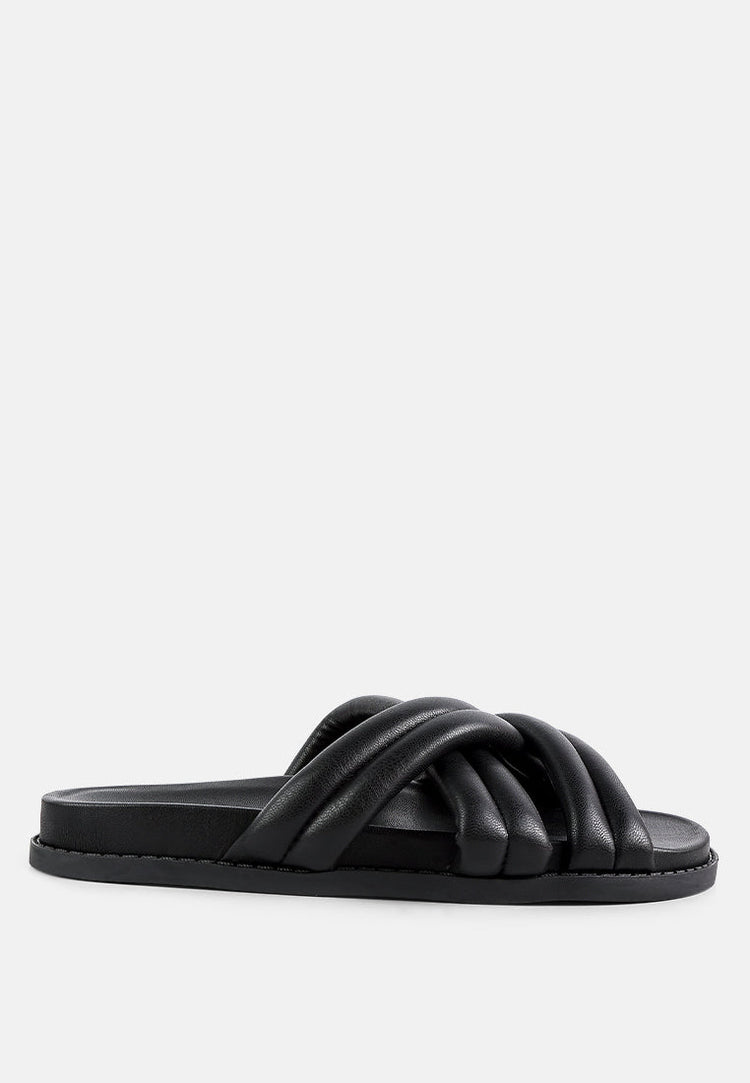 Tora Quilted Strap Slider Flats - Glamourous Grace