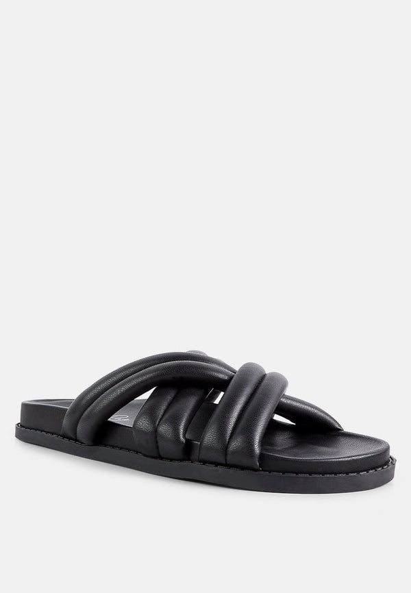 Tora Quilted Strap Slider Flats - Glamourous Grace