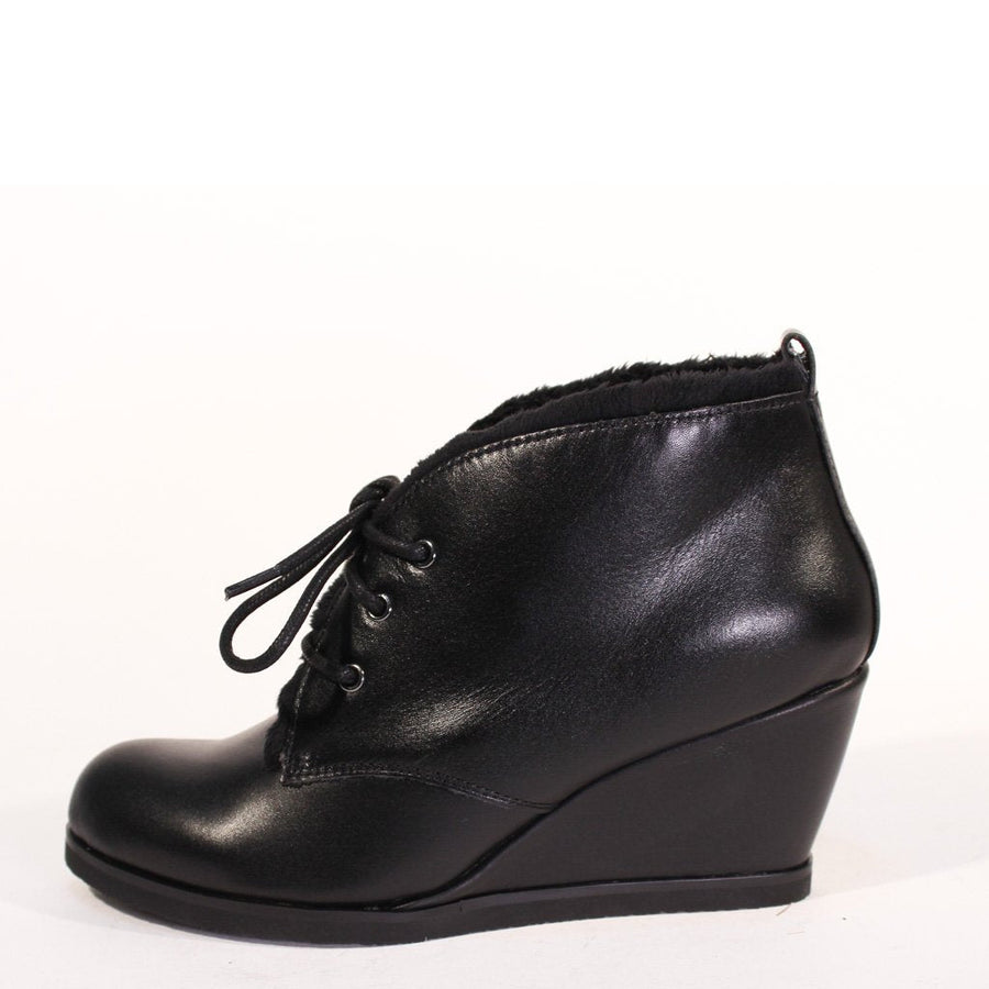 Toronto Leather Wedged Booties - Glamourous Grace
