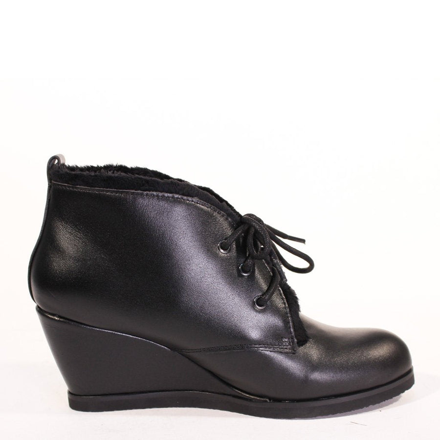Toronto Leather Wedged Booties - Glamourous Grace
