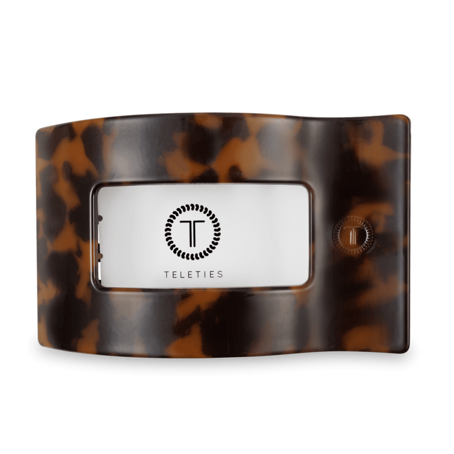 Tortoise Large Flat Rectangle Hair Clip - Glamourous Grace