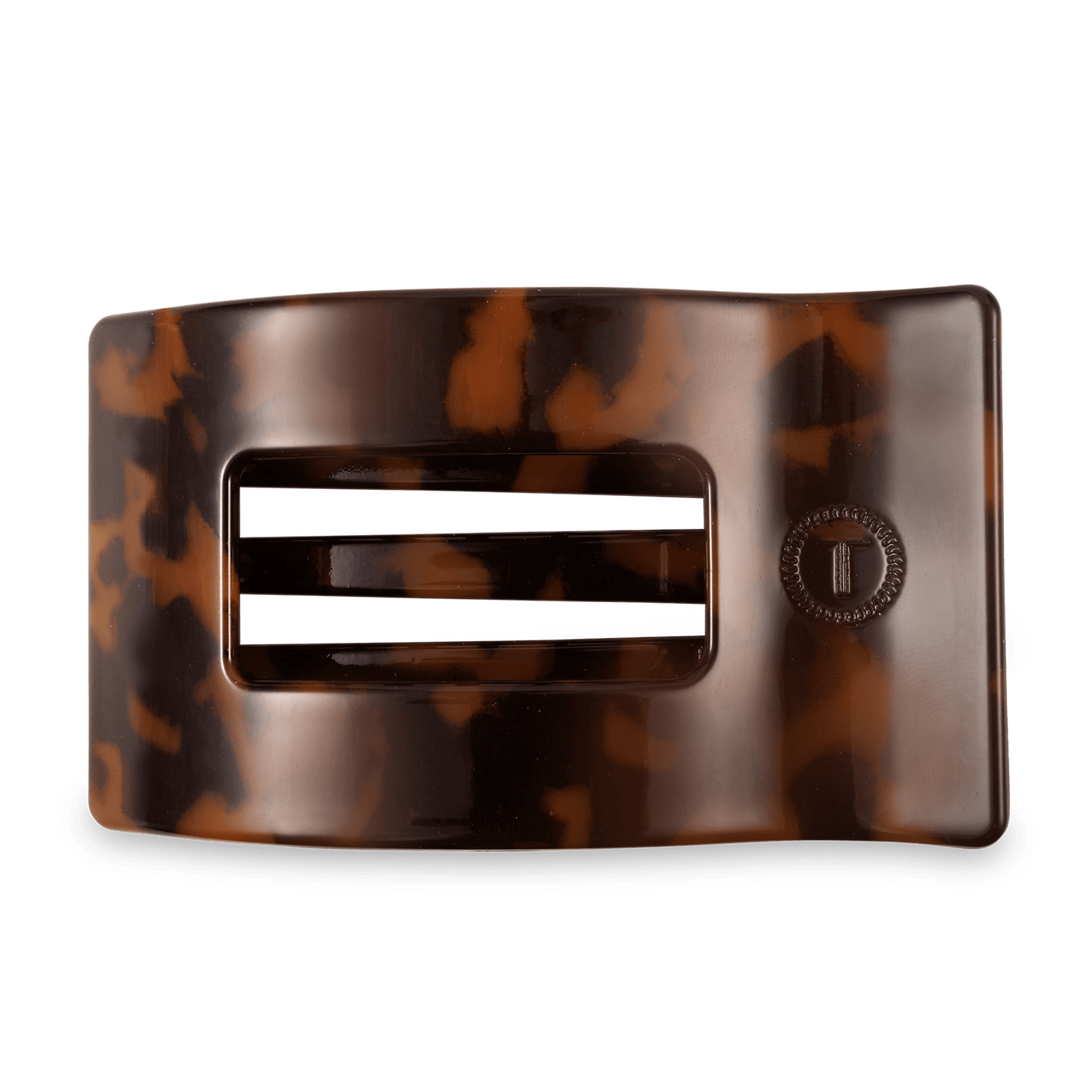 Tortoise Large Flat Rectangle Hair Clip - Glamourous Grace
