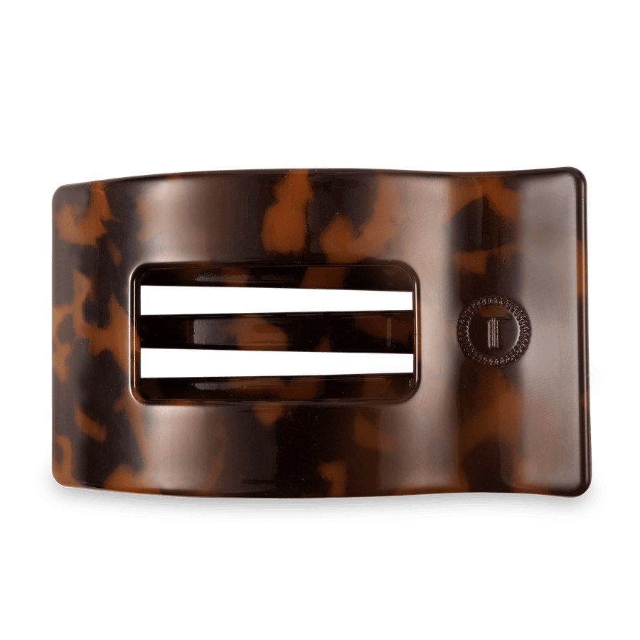 Tortoise Large Flat Rectangle Hair Clip - Glamourous Grace