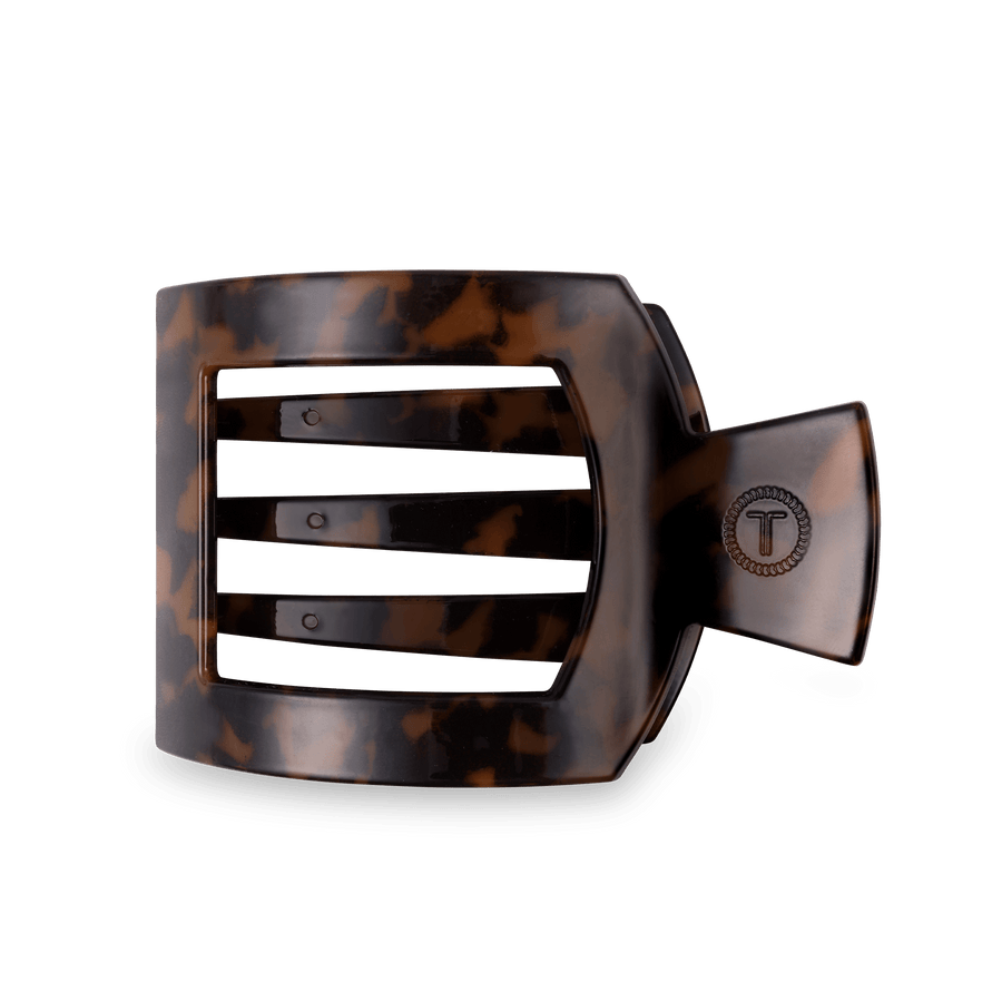 Tortoise Large Flat Square Hair Clip - Glamourous Grace