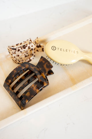 Tortoise Large Flat Square Hair Clip - Glamourous Grace