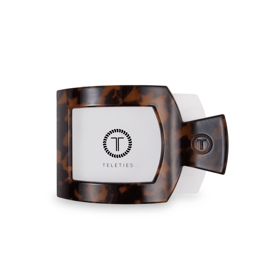 Tortoise Medium Flat Square Hair Clip - Glamourous Grace