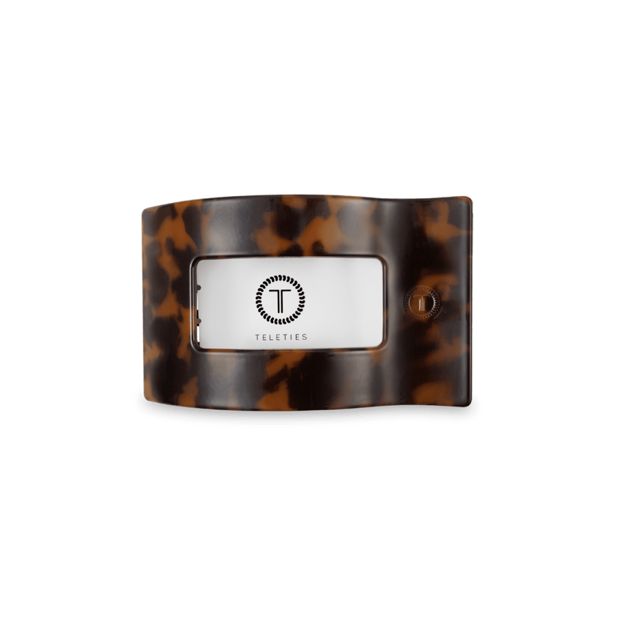 Tortoise Small Flat Rectangle Hair Clip - Glamourous Grace