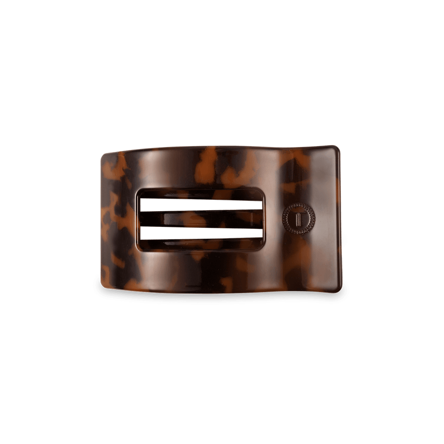 Tortoise Small Flat Rectangle Hair Clip - Glamourous Grace