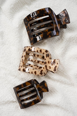 Tortoise Small Flat Square Hair Clip - Glamourous Grace