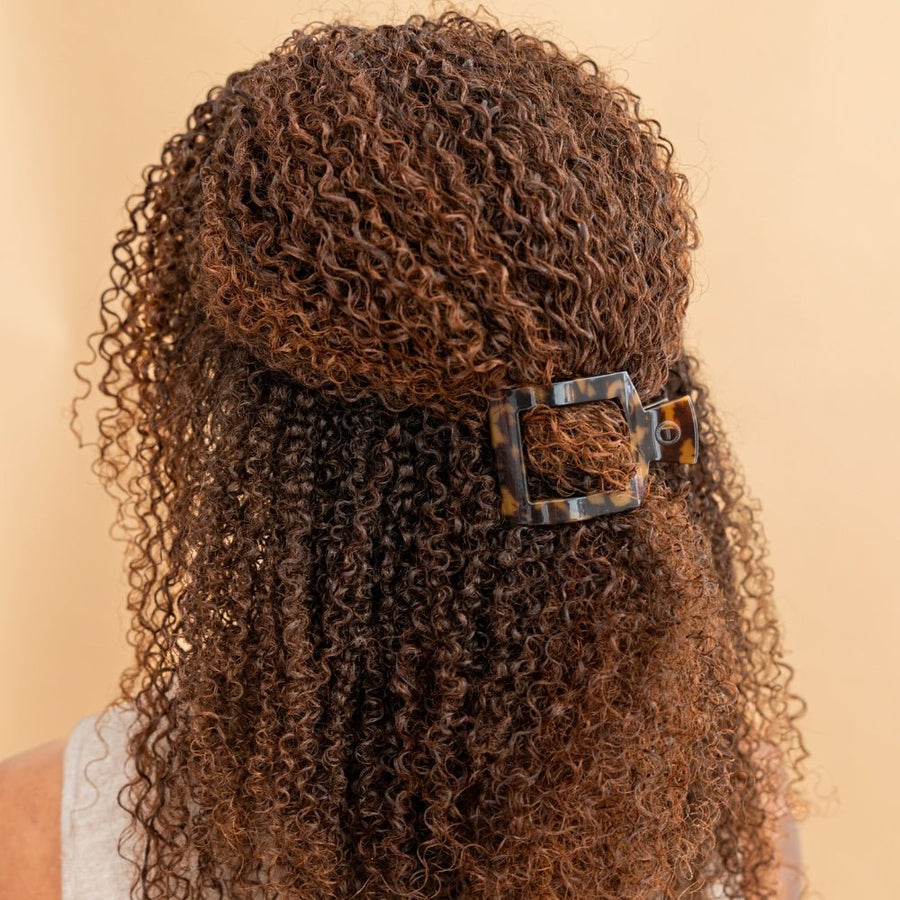 Tortoise Small Flat Square Hair Clip - Glamourous Grace