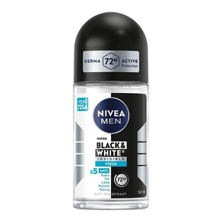 Nivea Men Black & White Invisible Fresh Deodorant Roll-On - Long Lasting Anti-Perspirant Protection for Men, 72 Hours Sweat & Odor Control, Anti-Stain, Dermatologically Tested - Glamourous Grace
