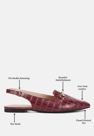 Trempe Croc Slingback Flat Sandals
