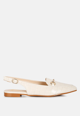 Trempe Croc Slingback Flat Sandals