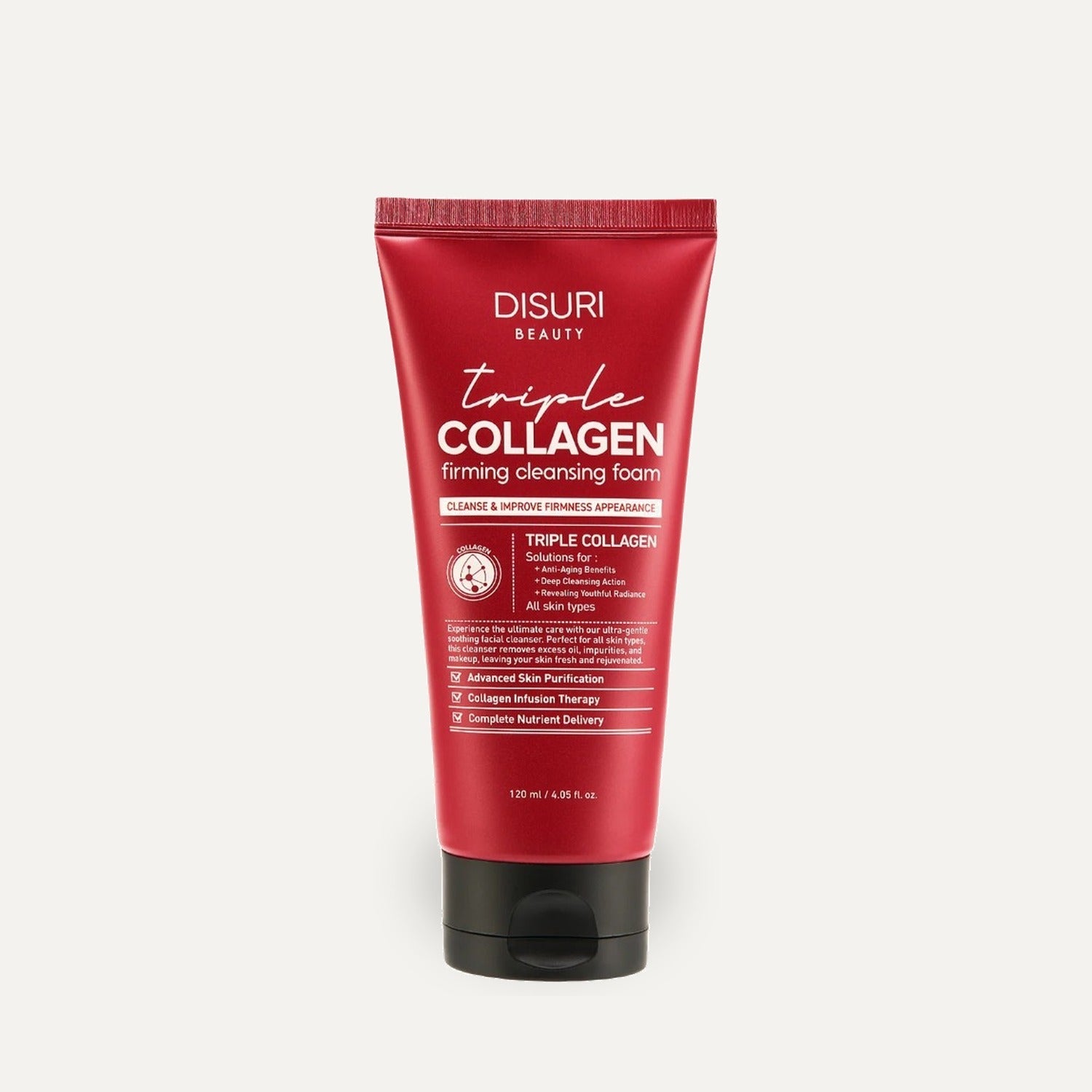 DISURI Triple Collagen Firming Foam - Korean Anti-Aging Cleanser with 3,000ppm Collagen Complex