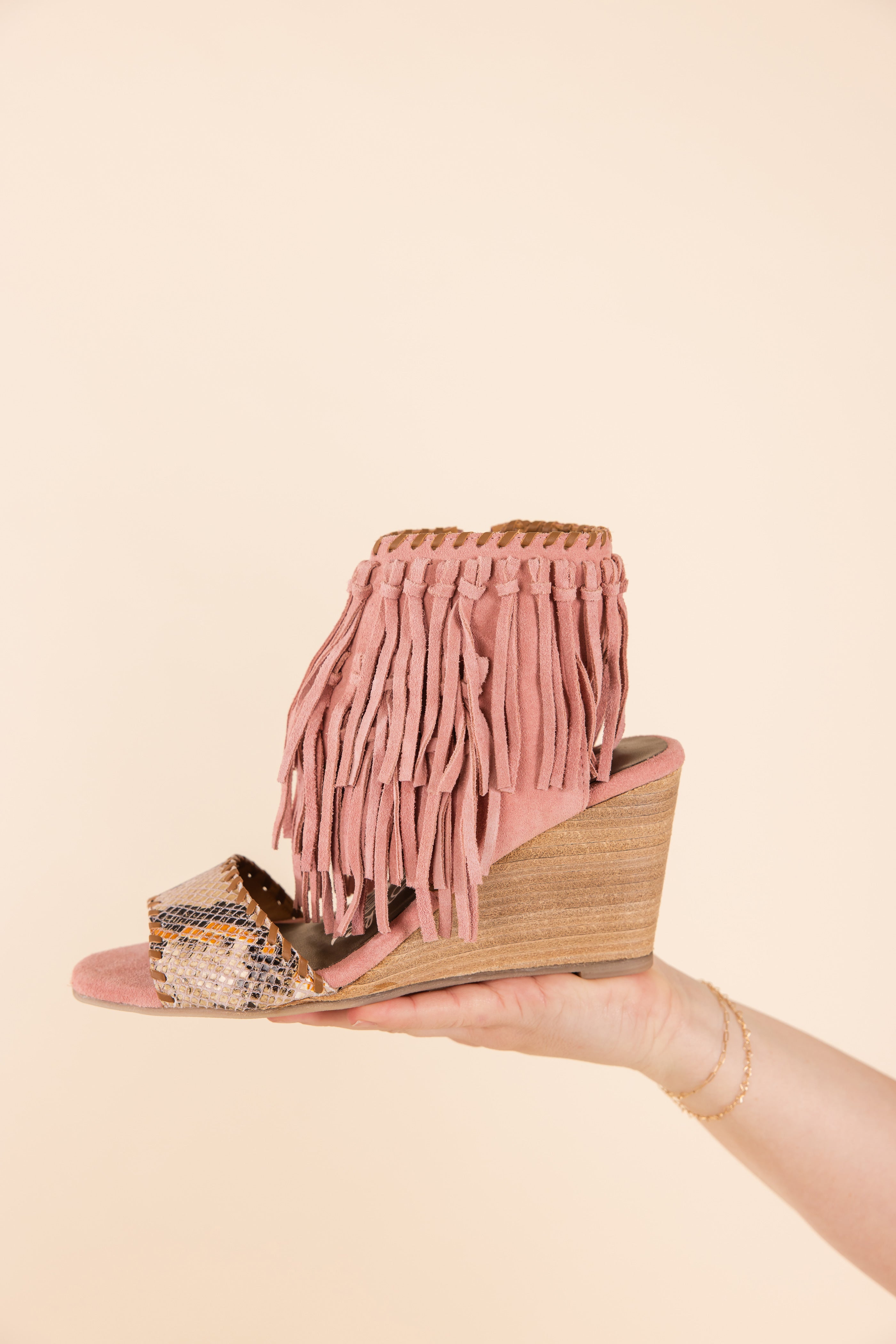 True Fringe Wedge in Blush - Glamourous Grace