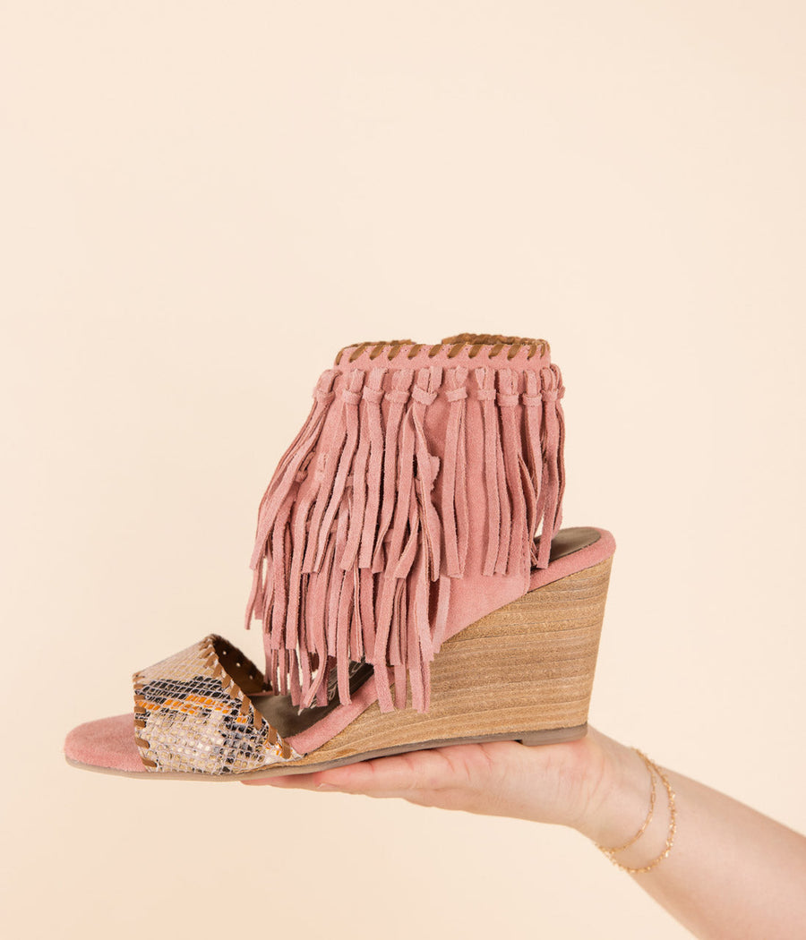 True Fringe Wedge in Blush - Glamourous Grace