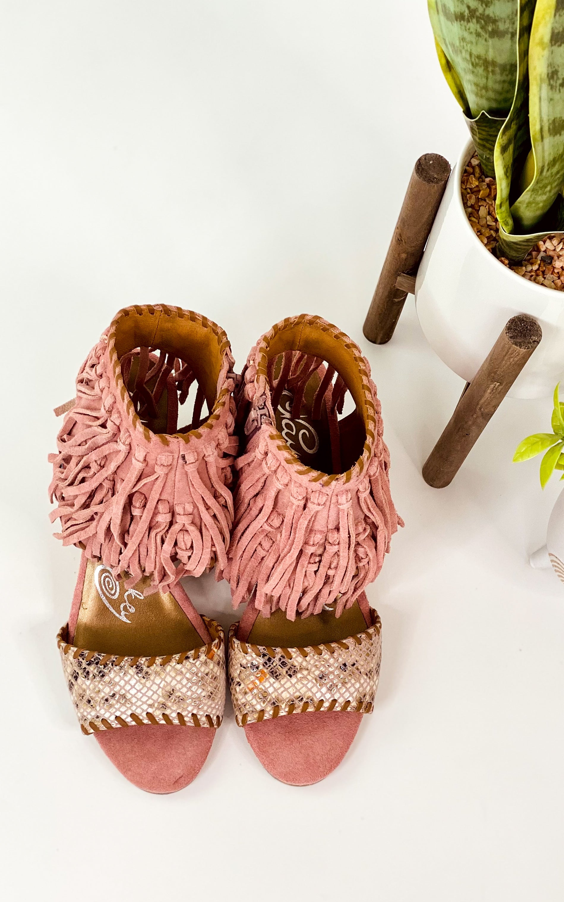 True Fringe Wedge in Blush - Glamourous Grace