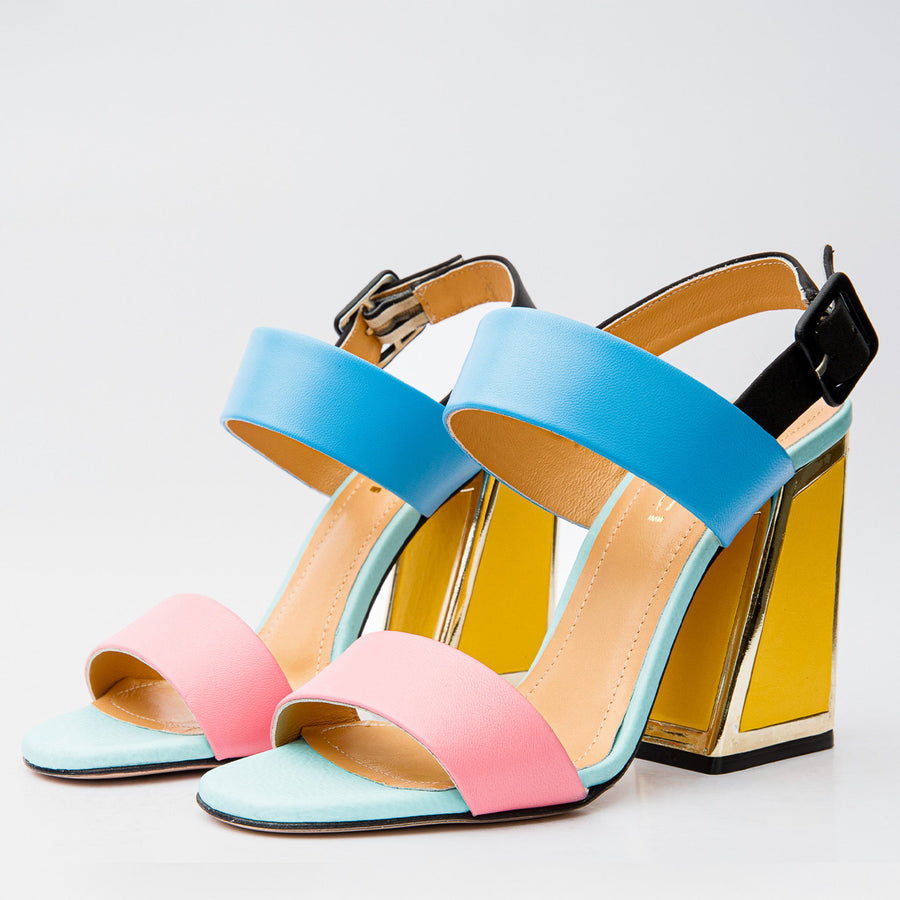 The Niger Multicolor Block Heel Leather Women Sandal - Glamourous Grace