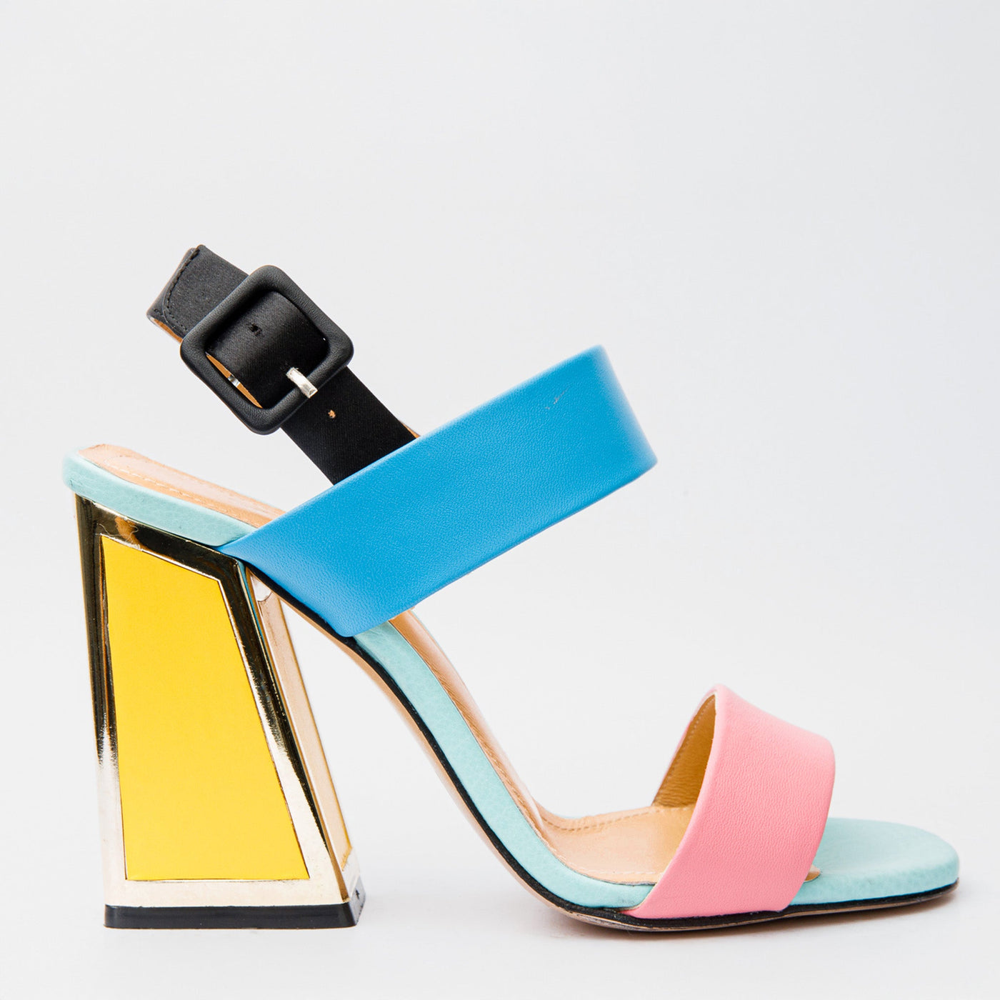 The Niger Multicolor Block Heel Leather Women Sandal - Glamourous Grace