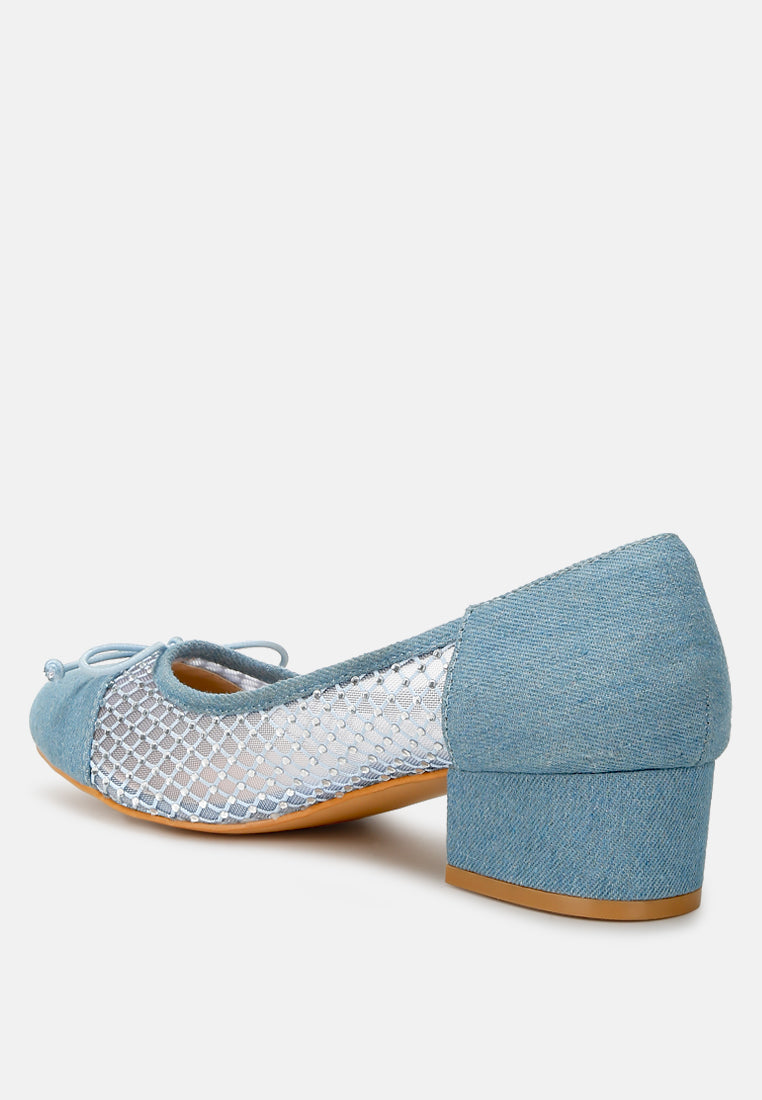 Orami Rhinestone Detail Denim Ballerinas - Glamourous Grace