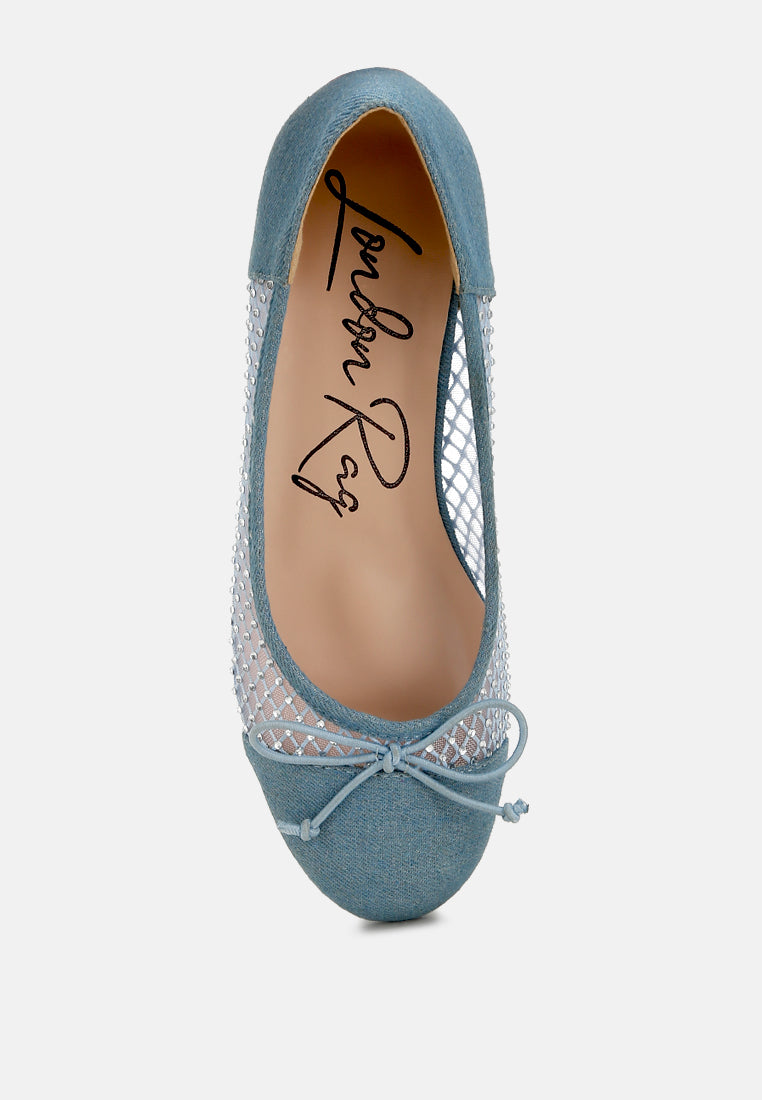 Orami Rhinestone Detail Denim Ballerinas - Glamourous Grace