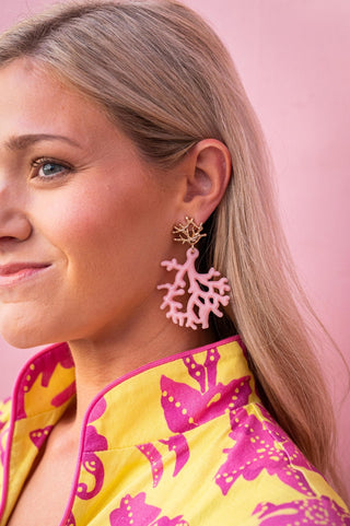 Tula - Coral Acrylic Earring - Glamourous Grace