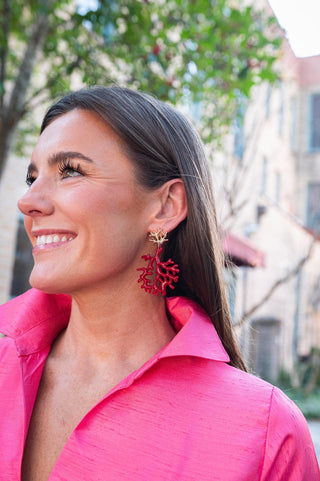Tula - Coral Acrylic Earring - Glamourous Grace