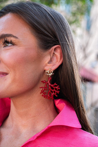 Tula - Coral Acrylic Earring - Glamourous Grace