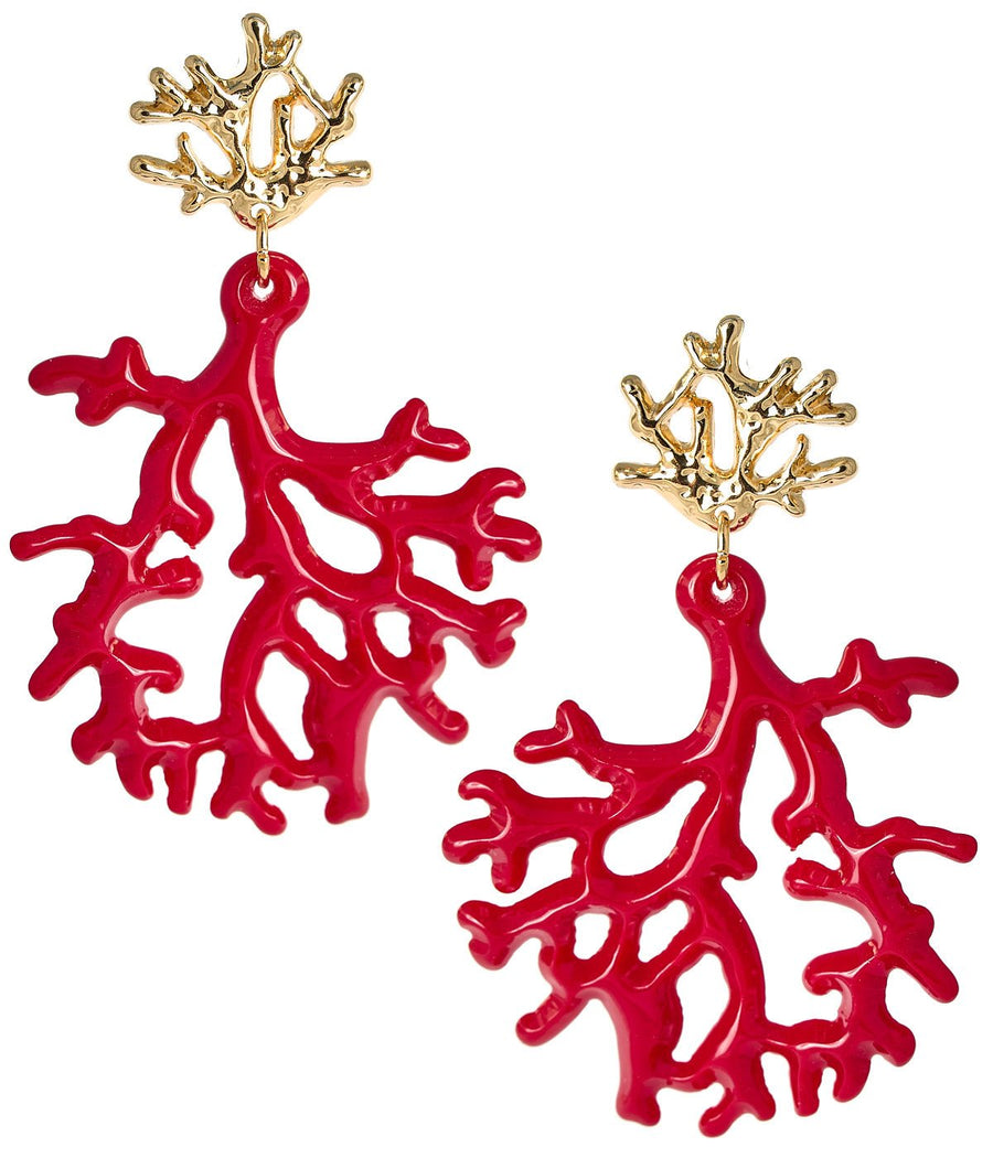 Tula - Coral Acrylic Earring - Glamourous Grace