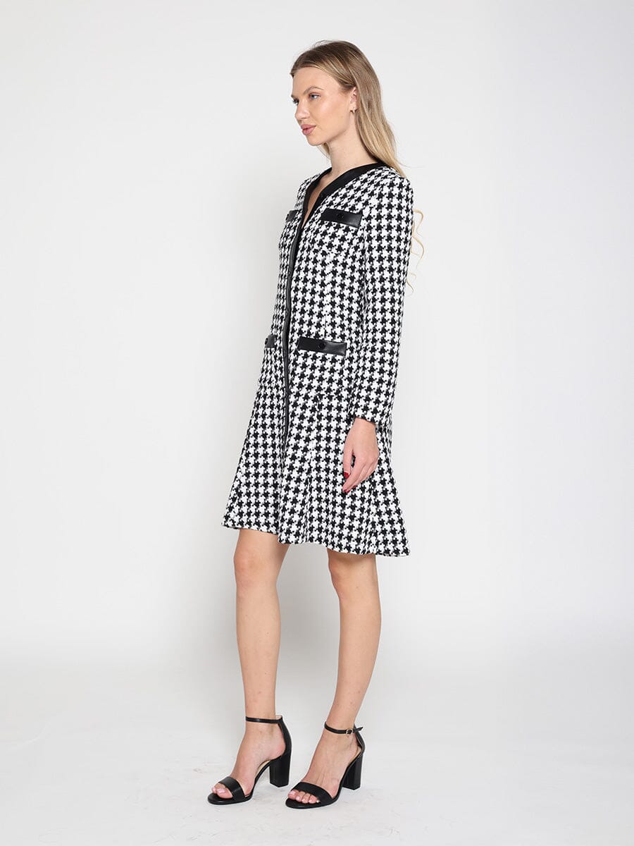Tweed Front Button Open Long Sleeve Dress - Glamourous Grace