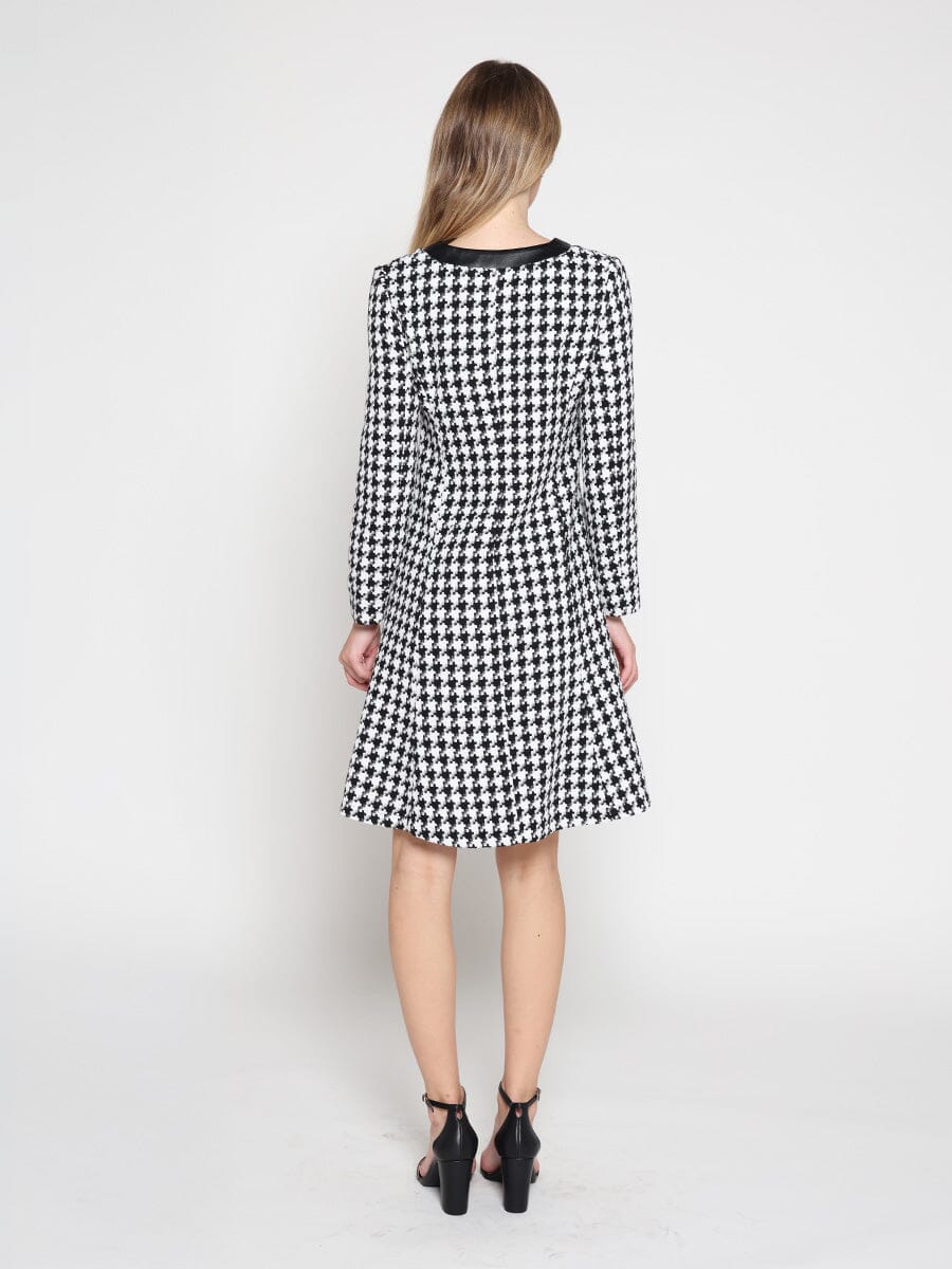 Tweed Front Button Open Long Sleeve Dress - Glamourous Grace