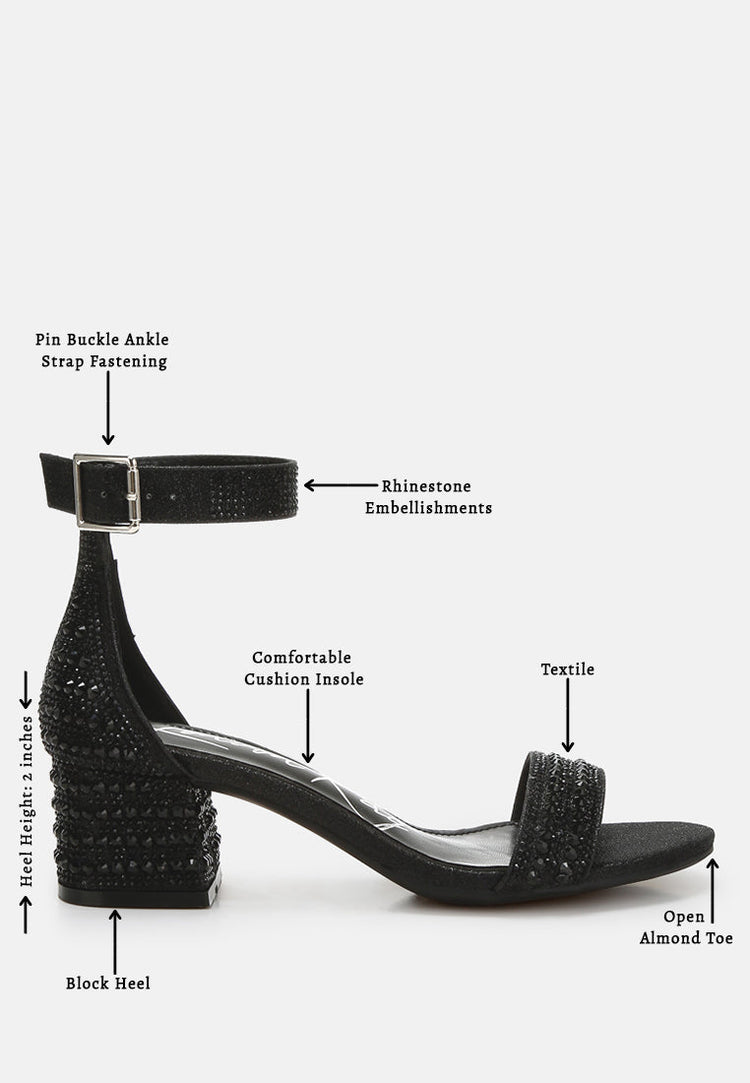 Twerky Rhinestones Embellished Block Sandals